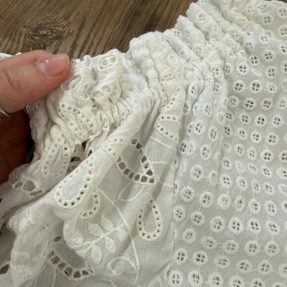 Saloni Olivia Cotton Midi Dress White Eyelet Lace  Embroidered  US 8 - Picture 13 of 14